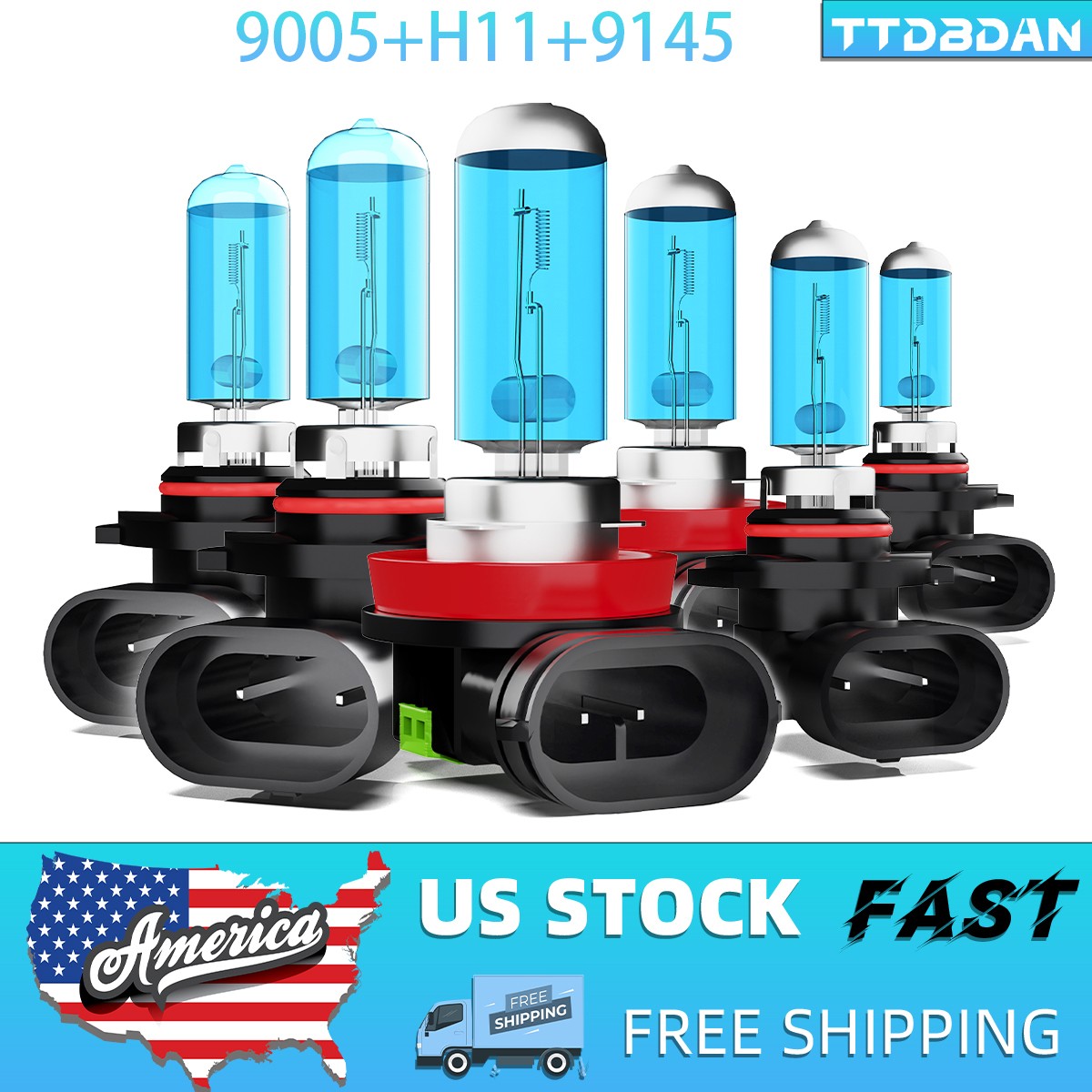 6PCS 9005+H11+9145 High Low Fog Beam Halogen Headlight Bulbs Combo Warm White