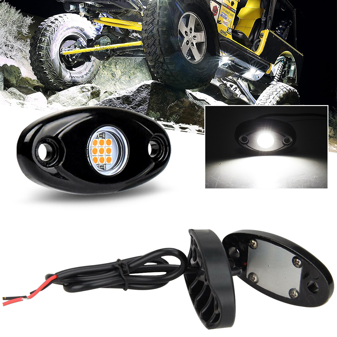 LED Rock Lights Underbody Light 9W For Jeep Offroad Truck ATV UTV 4X4 Car Boat