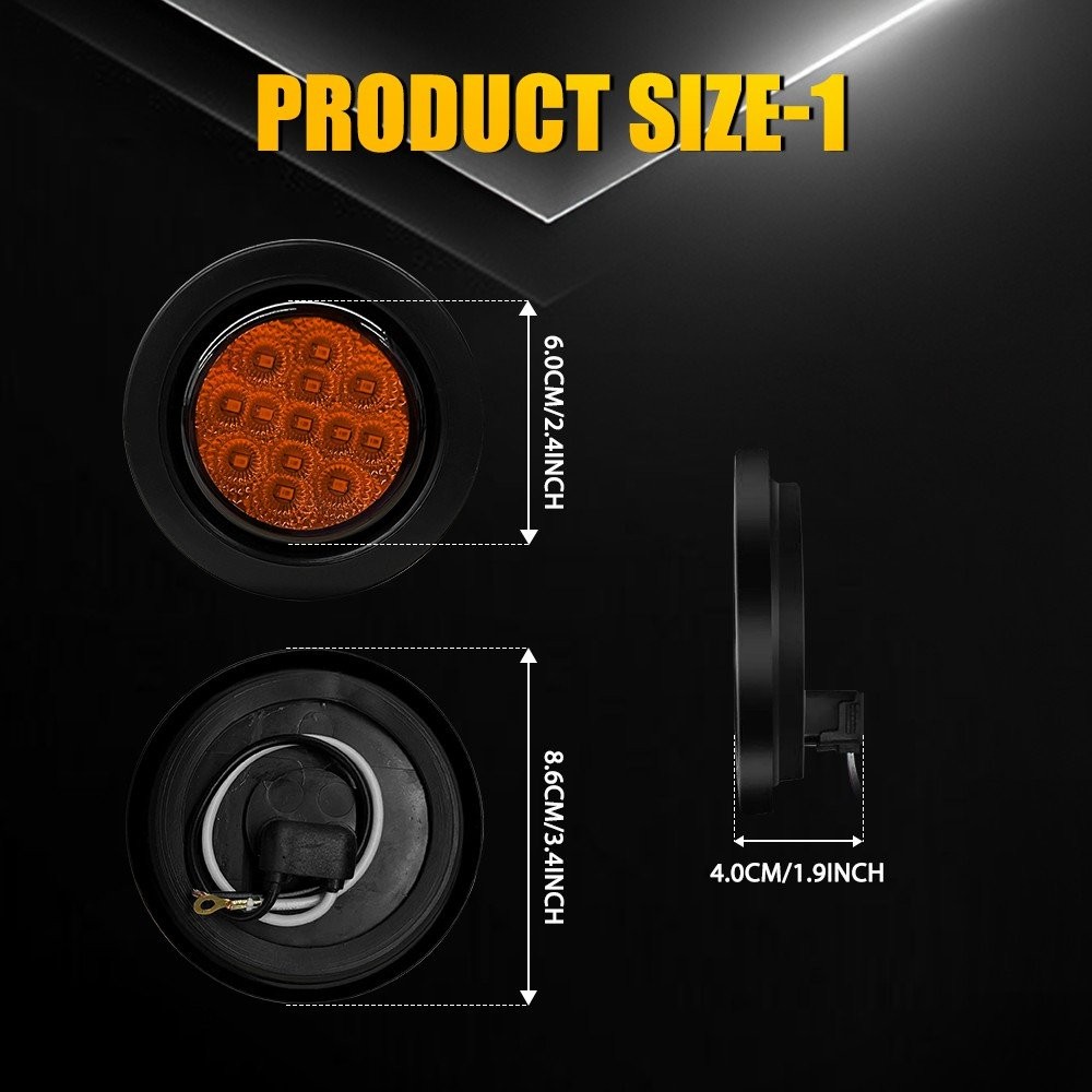 4-8pcs 2.5″ Inch DOT Round Trailer 13 LED Marker Light w/ Grommet for Truck RV