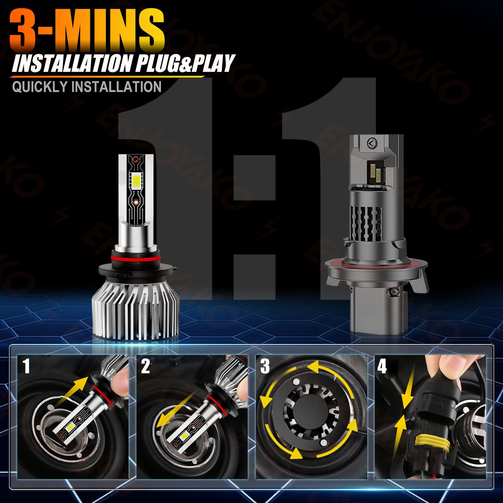 Front LED Headlights Bulbs High Low Beam For Chevy Silverado 2500 HD 2007-21