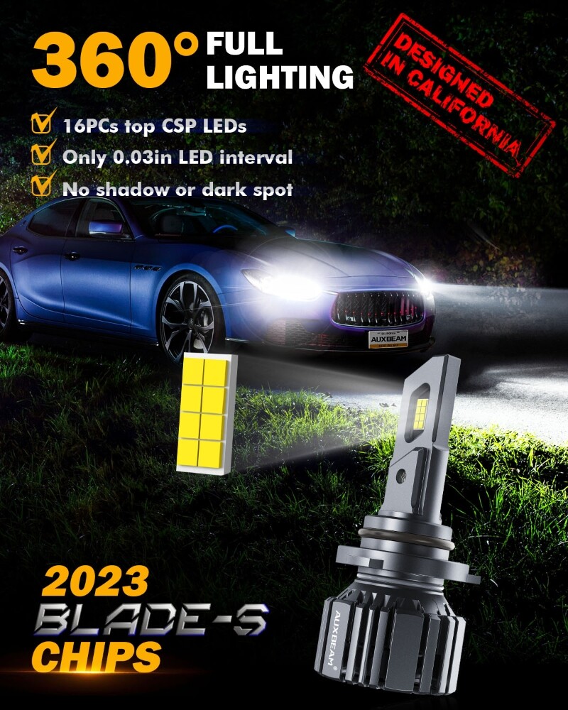 AUXBEAM 9006 Canbus LED Headlight Bulbs Conversion Kit Low Beam 90W 6500K White