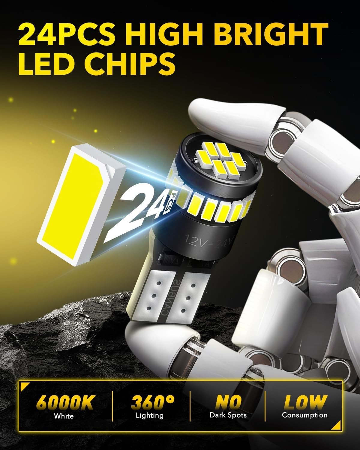 360° Lighting 194 LED Bulb Kit – 10-Pack, 6000K for Total Car Illumination