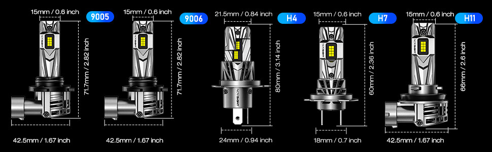 NOVSIGHT 9005 HB3 H11 LED Headlight Bulb Conversion Kit Hi/Low Beam Super Bright