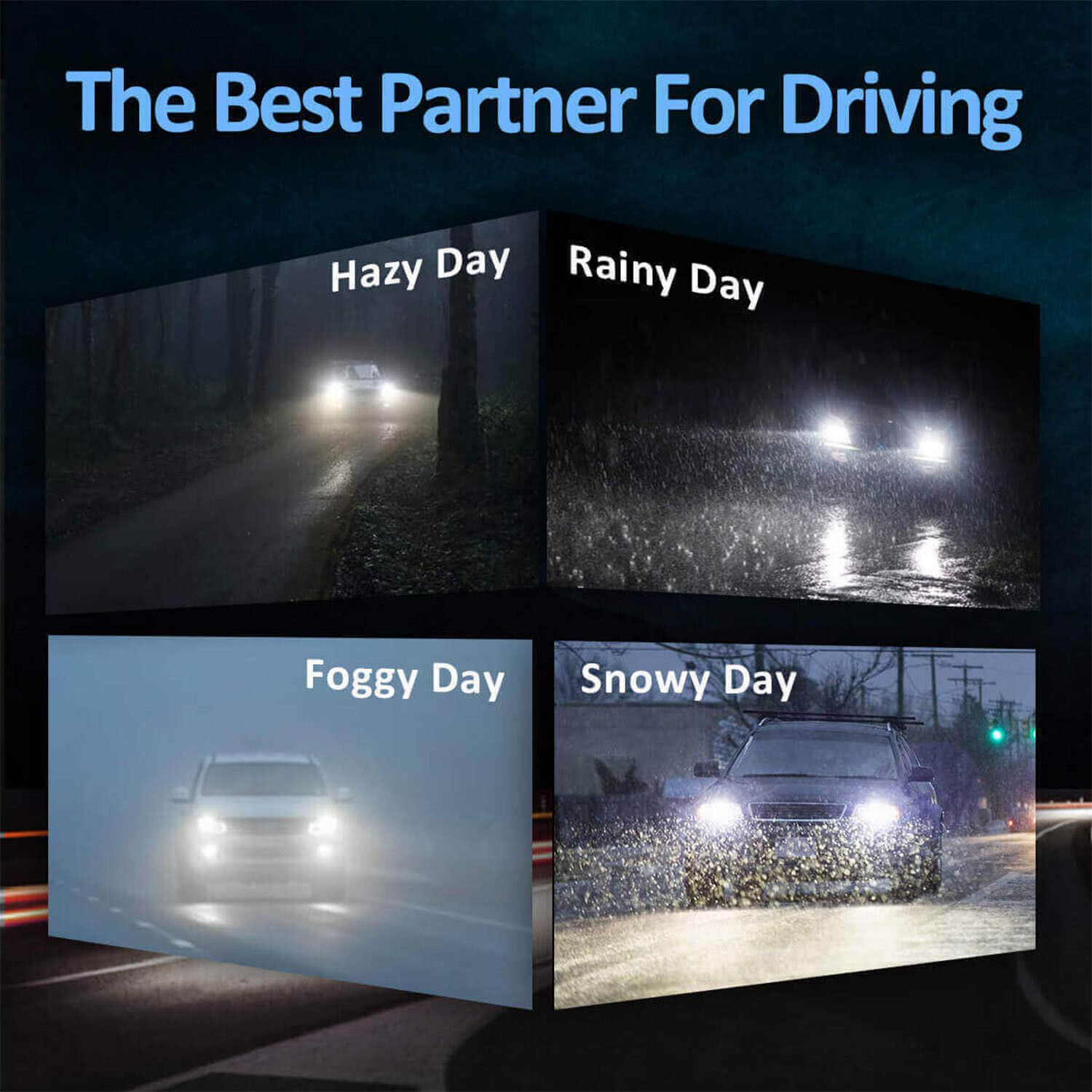 H13 9008 LED Headlight Bulbs Kit High Low Beam 6500K Super Bright White 720000LM