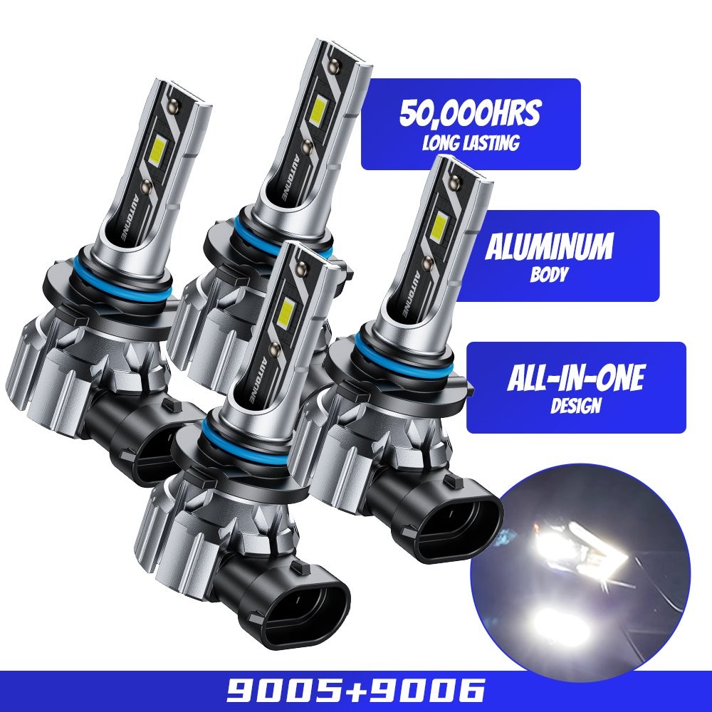 4x 9005 9006 HB3 HB4 LED Combo Headlight High Bulbs Low Beam Kit White Extremely