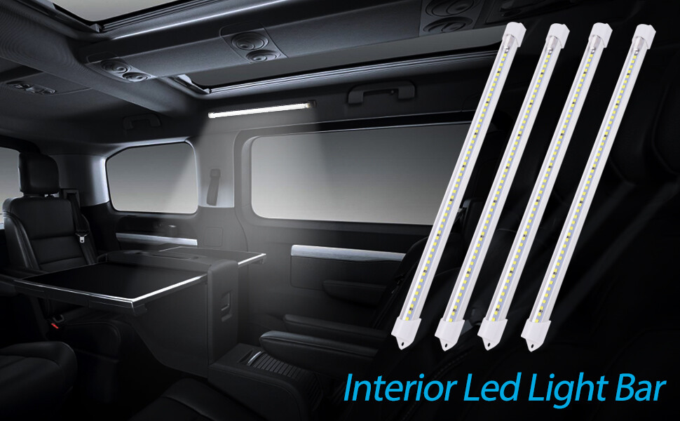 4Pcs 12V 48LEDs RV Ceiling Dome Light Bar Interior Lights Kit for Trailer Camper