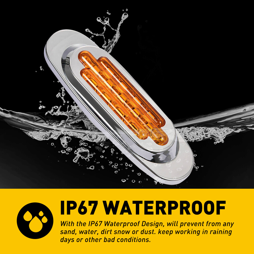 2X Amber 16-LED Truck Trailer Clearance Side Marker Turn Signal Lights Chrome E