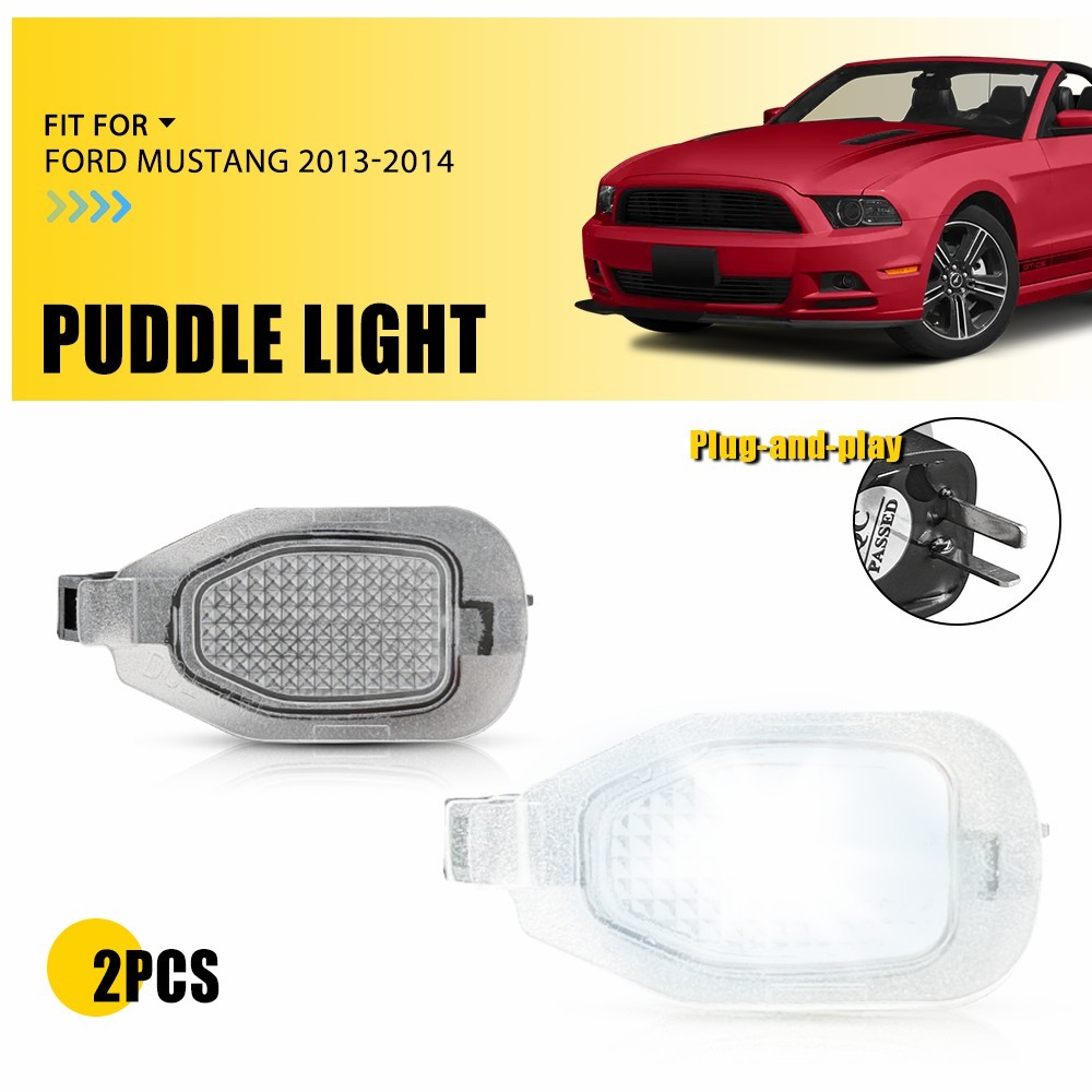 Front Left & Right White LED Clear Lens For 2013-2014 Mustang Under Mirror Lamps