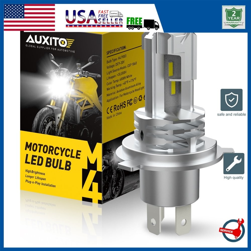 H4 9003 Headlight LED Hi/Low Beam 6000K Lamp Motorcycle Fanless 1000LM 1/2set