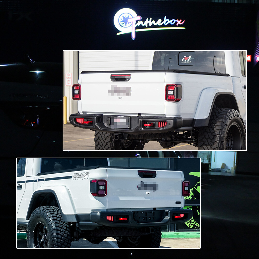 Smoked Bumper Reflector LED Tail/Brake Sequential Signal For Jeep Gladiator JT
