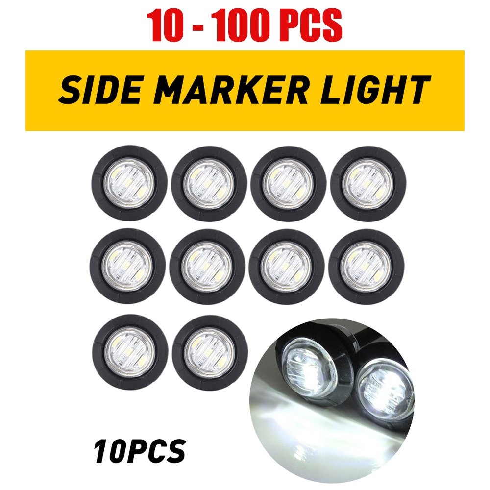 10-100PCS 3/4″ Round White Bullet Side Marker lights,Front Rear Left Right-White