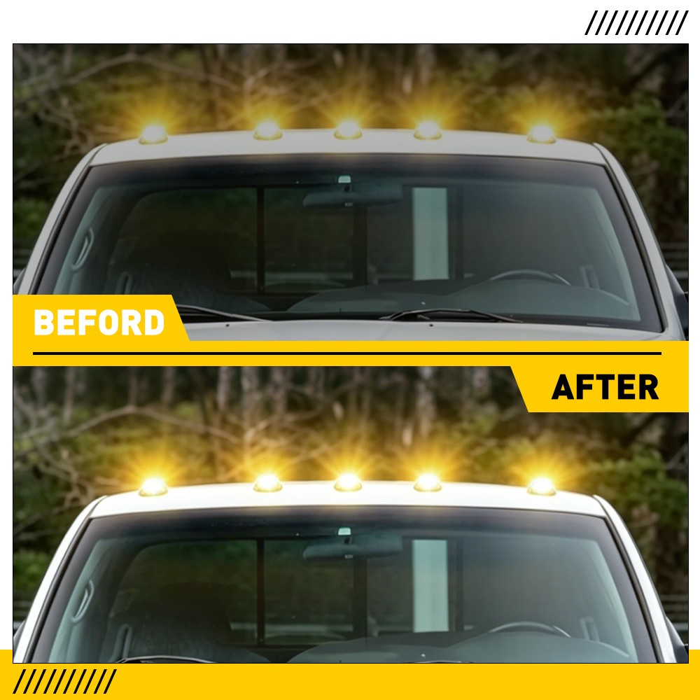 For 1999 2000 2001 Dodge Ram 1500 5xAmber/White LED Cab Roof Marker Lights Set