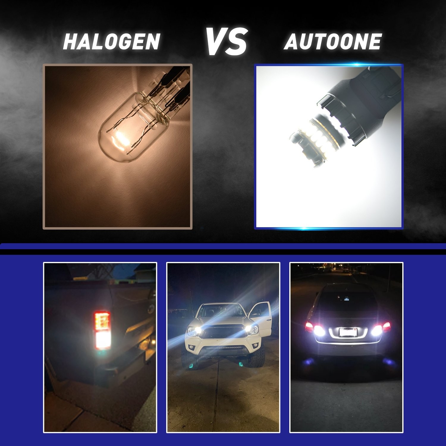 AUTOONE 7443 7440 LED Reverse Backup Light Bulbs 6500K White 1200LM Super Bright