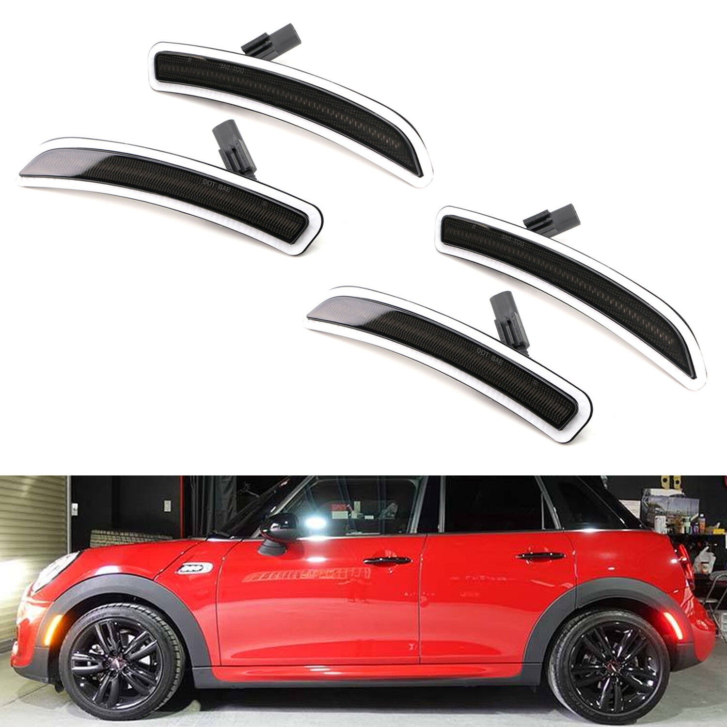 Smoke Lens Amber/Red Full LED Side Marker Light For Gen3 MINI Cooper F55 F56 F57