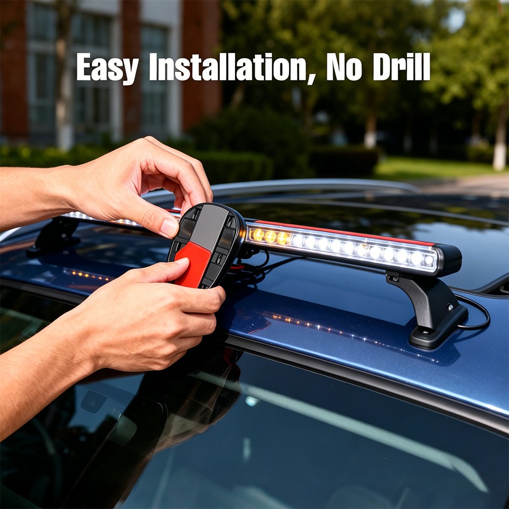 5PCS Solar Powered Cab Light LED Wireless Solar Car Roof Neon RGB Strobe Light