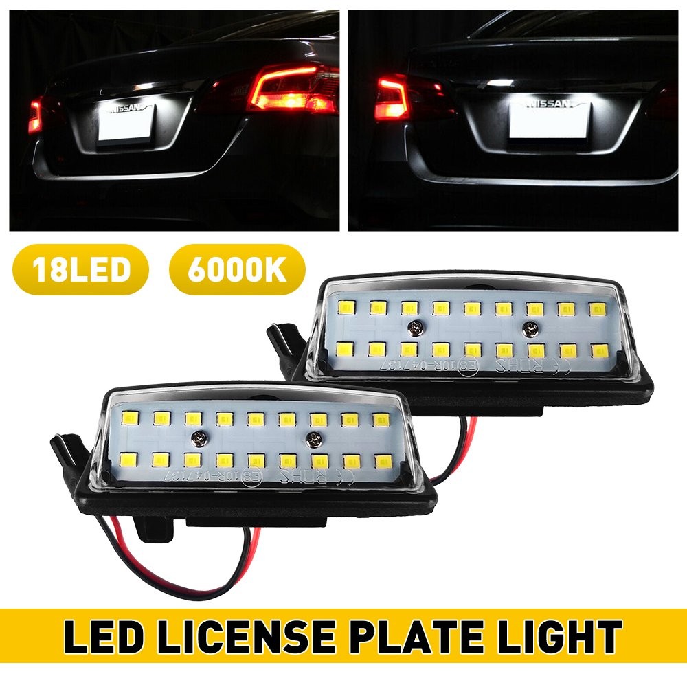 18-SMD LED White License Plate Light Housing SET For Nissan Altima/Sentra/Maxima