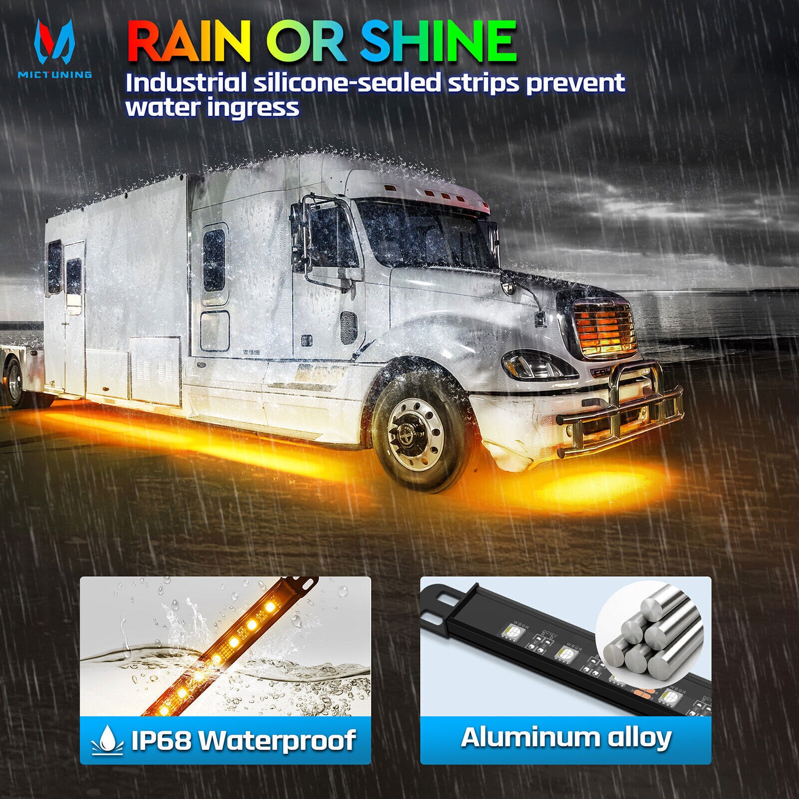 8PCS RGBW Underglow Light Bars for RVs,Exterior Neon Underbody LED Light strips