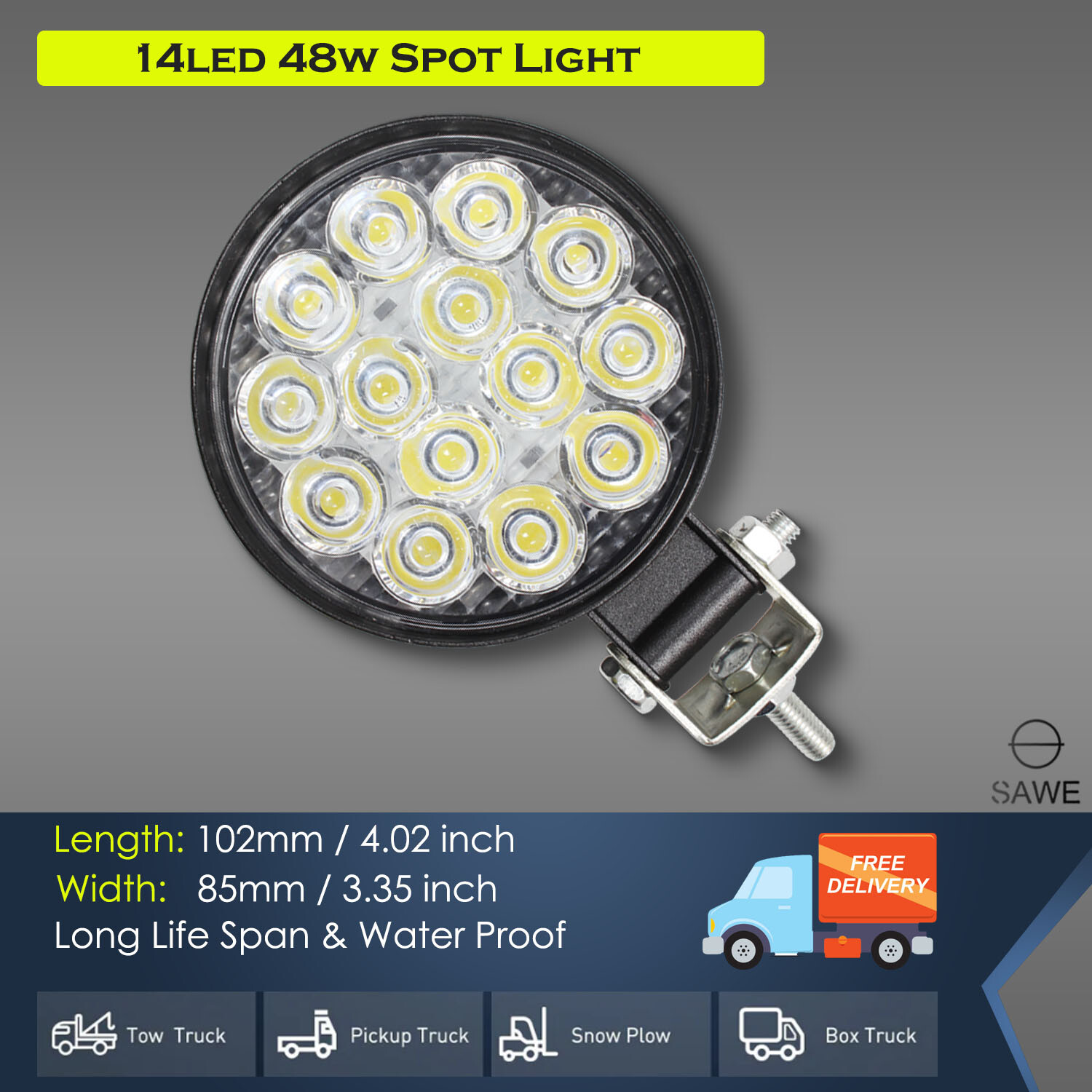 6 x 14 LED 48w Work Light Bar Flood Spot Lights for Trucks SUV ATV Offroad Fog