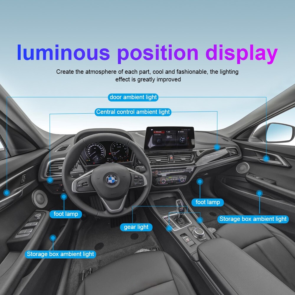 LED Car Interior Strip Light Atmosphere APP-Control Ambient Light 22 IN 1 Kit