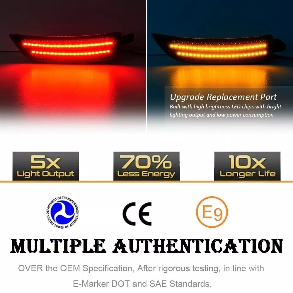 4Pc LED Side Marker Light Indicator Black Lens For 2016-2022 Mazda MX-5 Miata