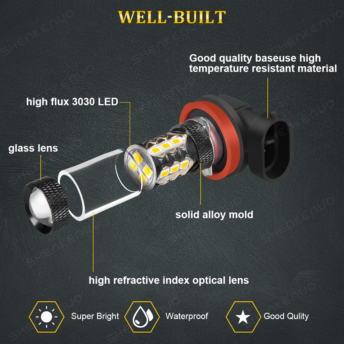 2x 3000K Amber H11 LED Fog Light Bulbs Kit For Toyota Tacoma 2016 2017 2018 2019