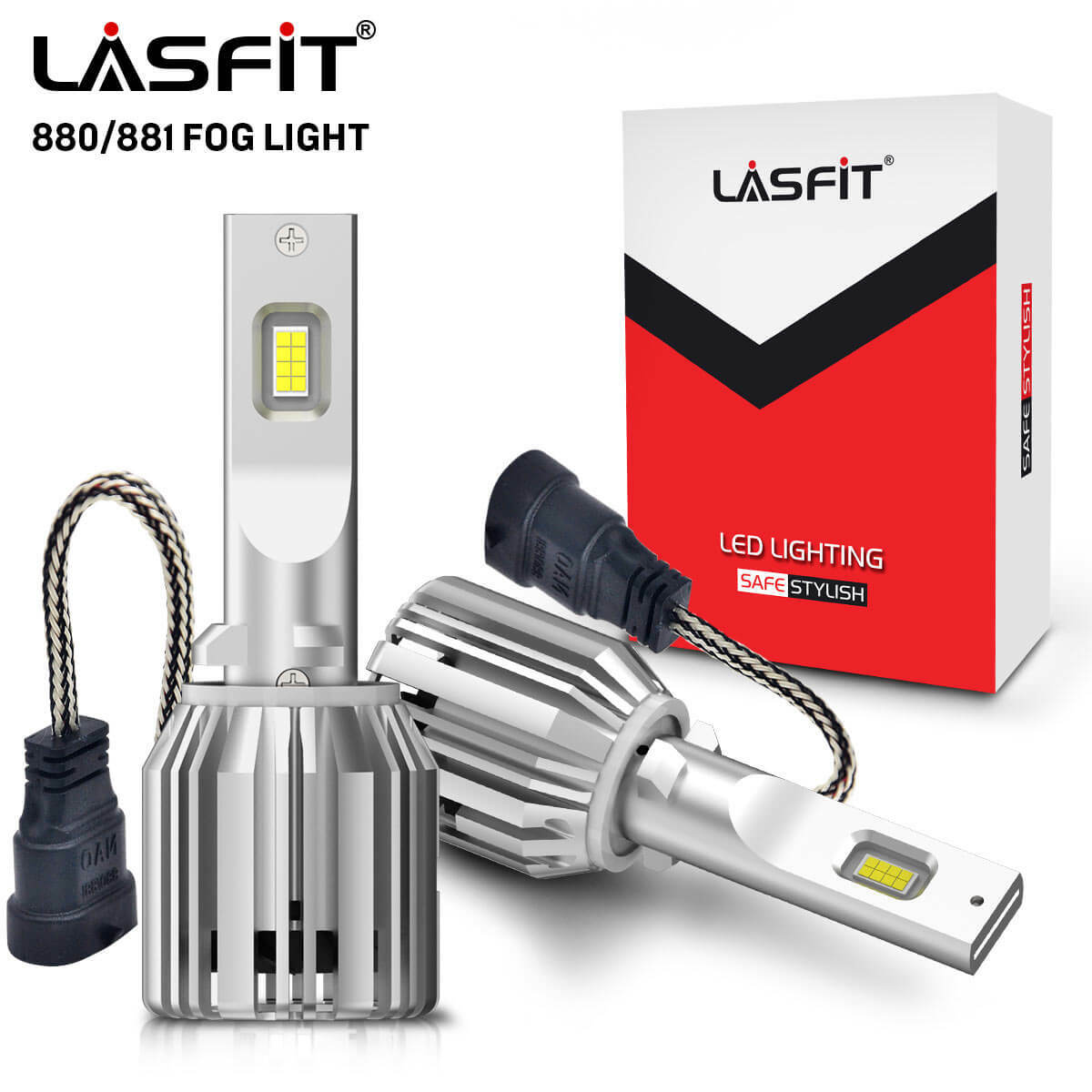 LASFIT 880 LED Fog Driving Light Bulbs 881 899 Xenon White 6000K Super Bright 2x