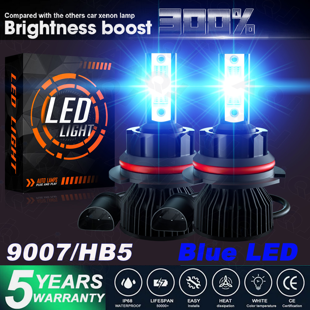 AQJ 9007 HB5 LED Headlight Super Bright Bulb Kit High/Low Beam 8000K Blue