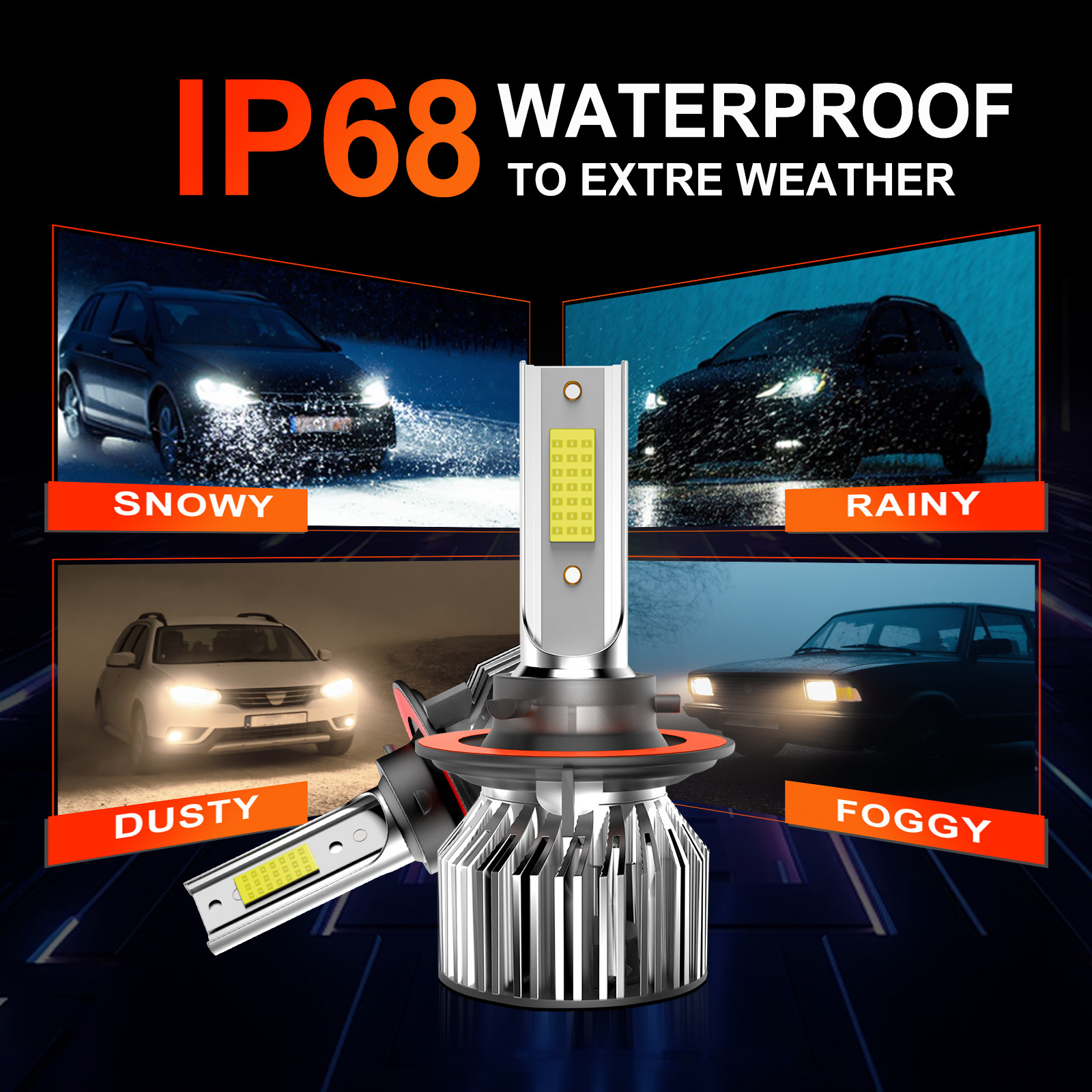 For 2004-14 Ford F150 10000K LED Headlight Hi/Lo+Fog Light 4 Bulbs H13 9005 Kit