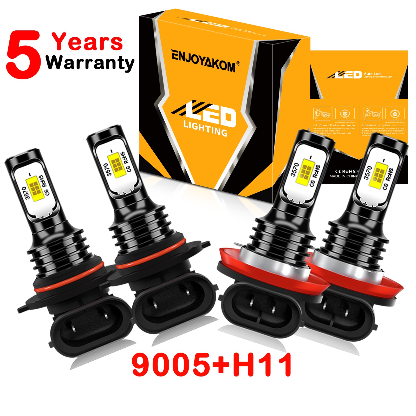 For Toyota Prius 2010-2015 4x Front LED Headlight Bulbs High Low Beam Kit 10000K