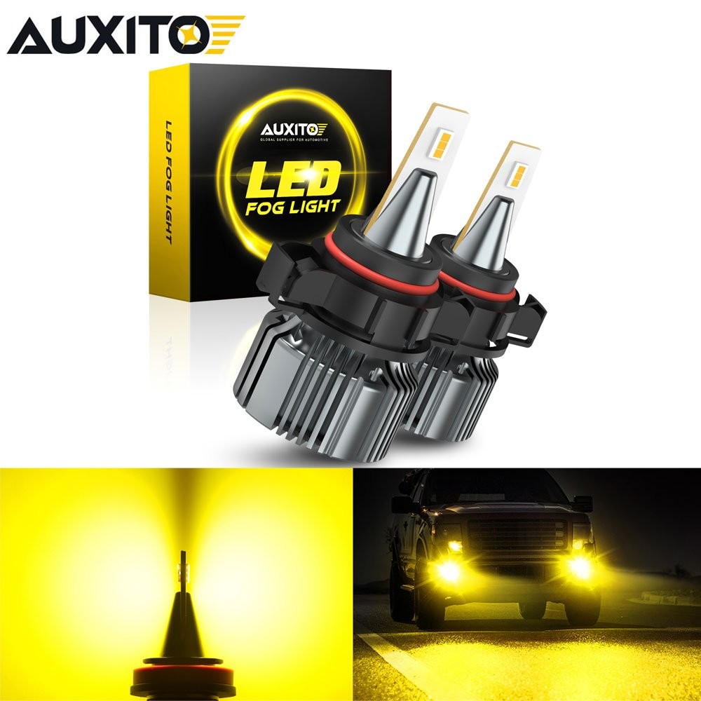 Pair 3000K Yellow 5202 H16 Fog Light LED 28W Driving Projector DRL Bulbs Foglamp