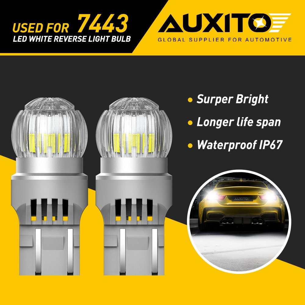 2x 7440 AUXITO T20 7443 LED Bulbs Back Brake Up Reverse Light Pure White Bright