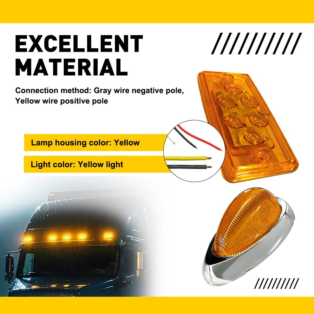 7-70x LED Cab Roof&Side Marker Amber Light Fit Freightliner Volvo Truck Trailer