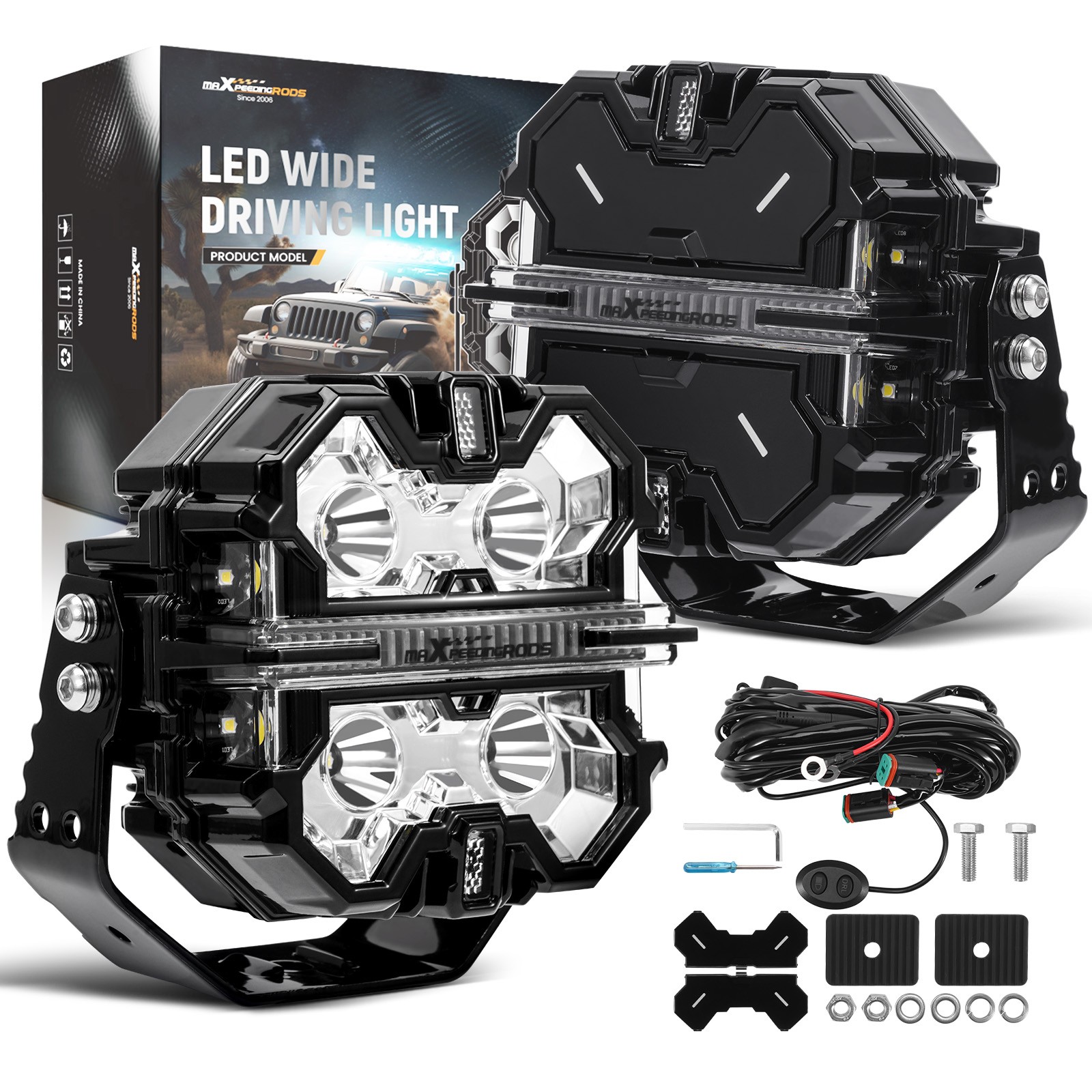 5″ Square LED Light Pods 178W Aluminum Housing Off Road Driving Lights DRL 178W