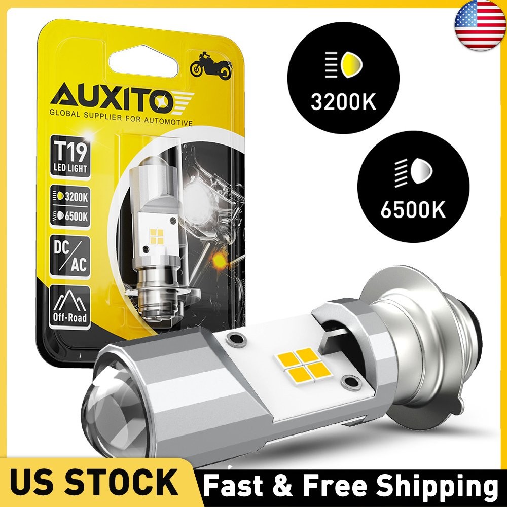 Auxito 1x Motorcycle T19 P15D Led Headlight High Low Beam Switchback Amber White