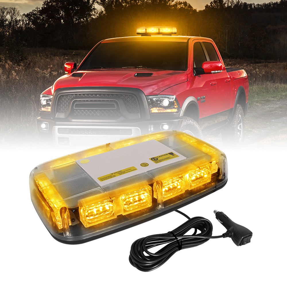 48W Yellow Amber LED Strobe Beacon Lights Car Truck Emergency Hazard Warning