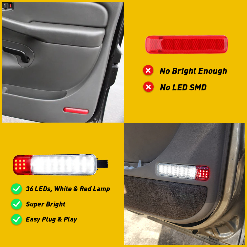 2PCS LED Interior Door Panel Courtesy Lights 6000K For Chevy/GMC C/K Tahoe YUSon