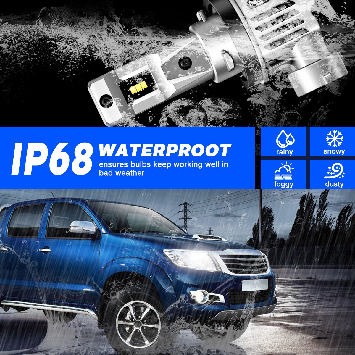 NOVSIGHT H11 H8 LED Headlights Bulbs Low Beam White Light Lamp 6500K 12000LM 55W