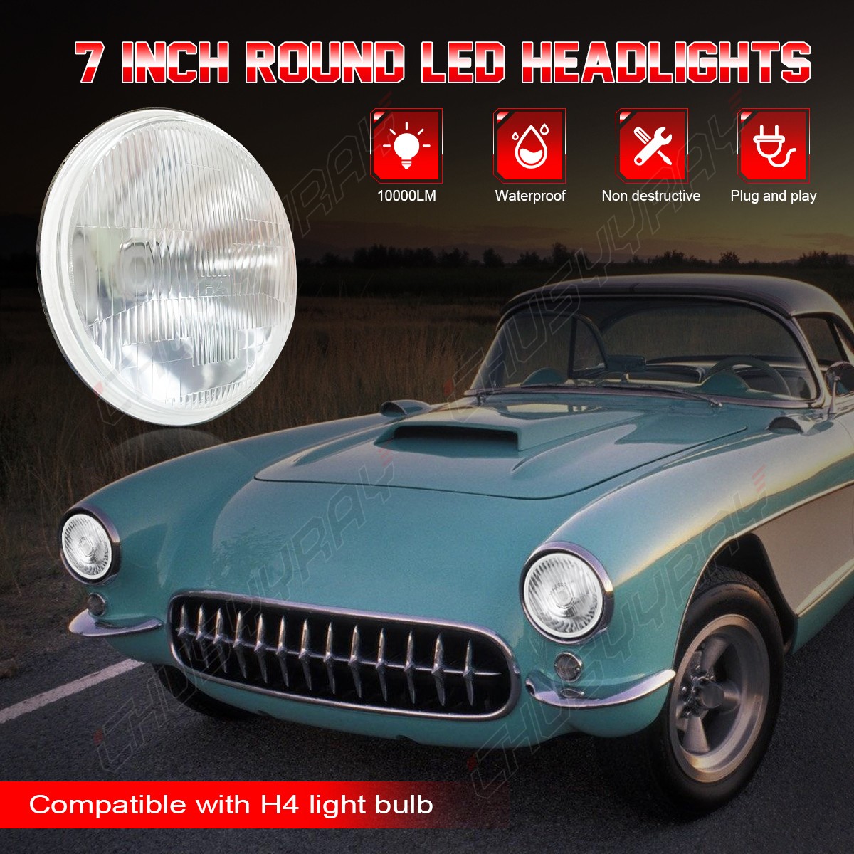 NEW 2026 For Jeep 2007-2017 Wrangler JK JKU 7″ Round H4 LED Headlights Kit