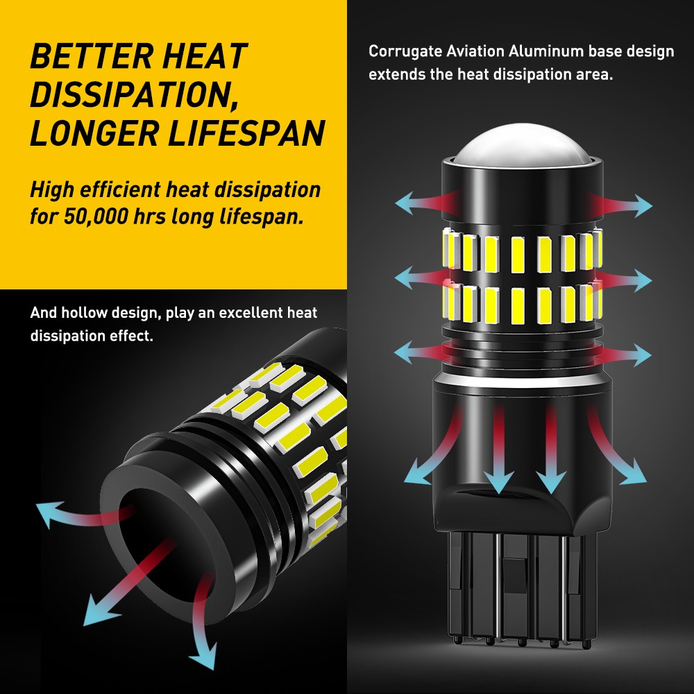 7443 7440 LED Tail Brake Backup Reverse Turn Signal Light Bulb White 6000K 2-20x
