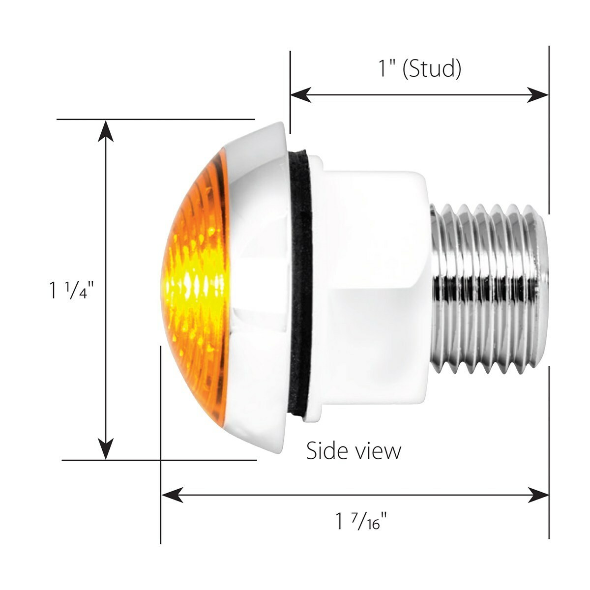 Pair 1-1/4″ Dual Function Amber LED Marker Light VTG/Classic Mini Moon Chrome