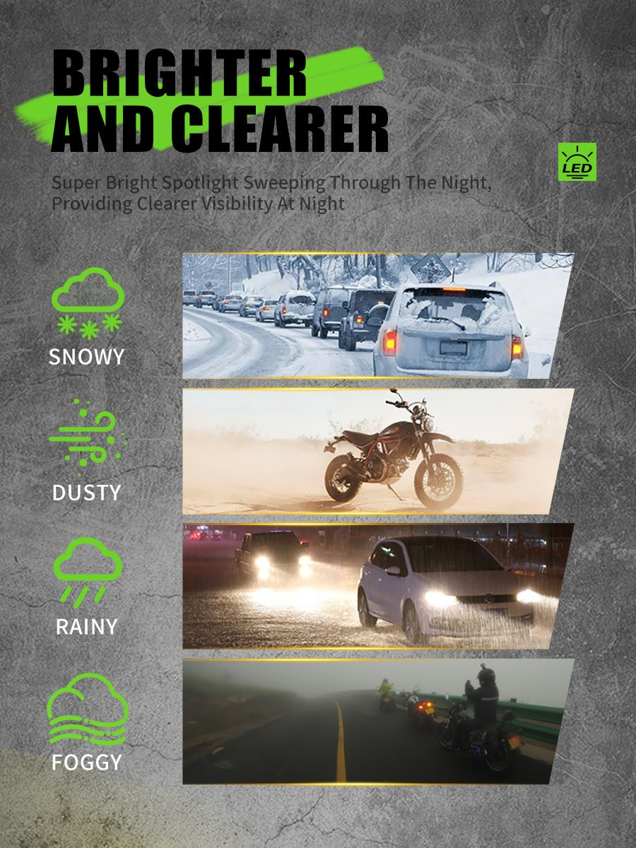 1PCS FourLeaf Clover LED With External Spotlight Headlight Motorcycle Headlinght