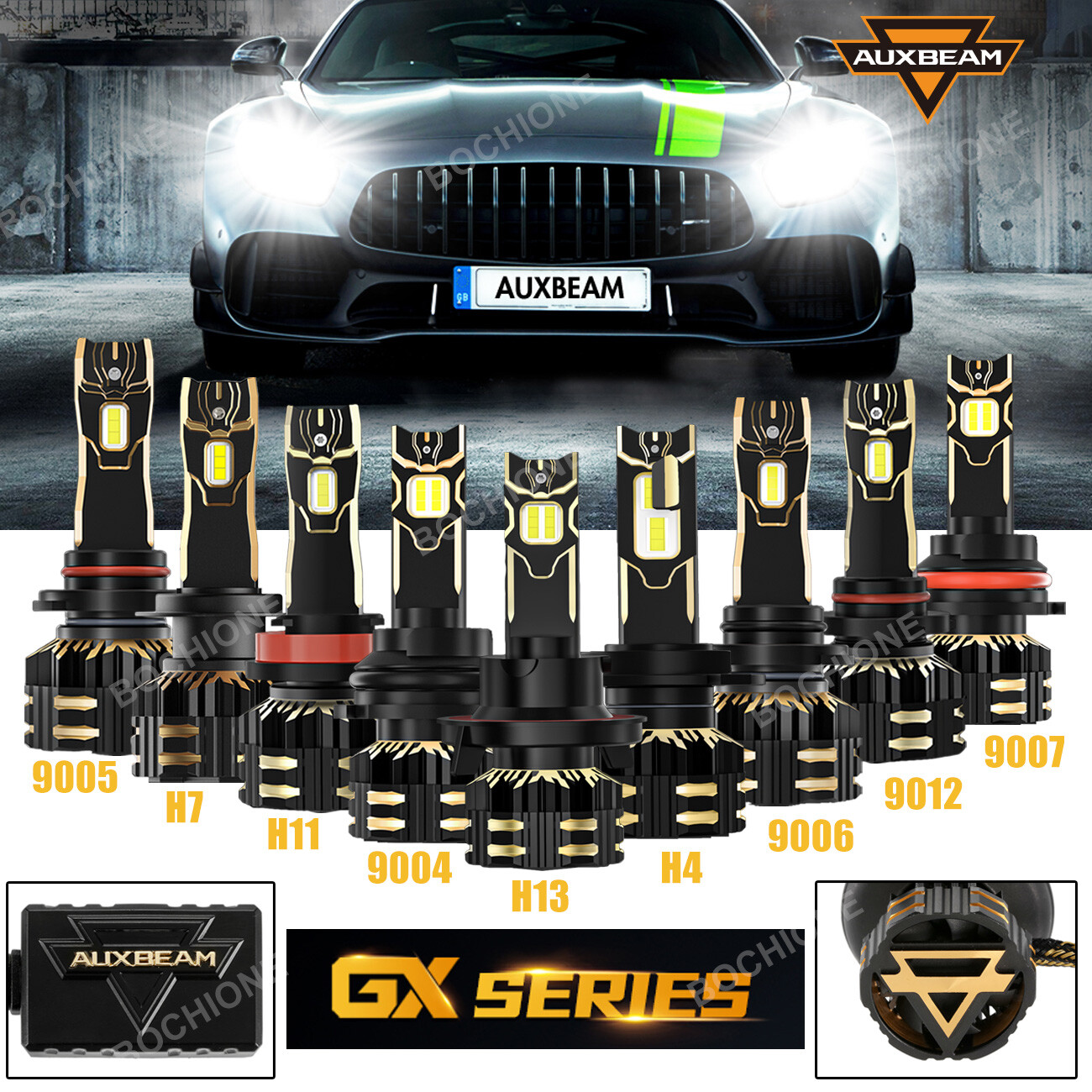 AUXBEAM GX Series LED Headlight Bulbs 6500K Cold White 25000LM 120W Super Bright