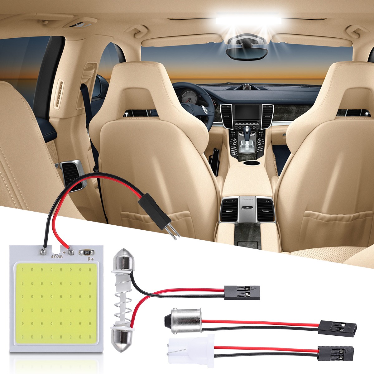 48SMD COB White Panel LED T10 Car Interior Panel Light 12V Dome Lamp Bulbs LOT