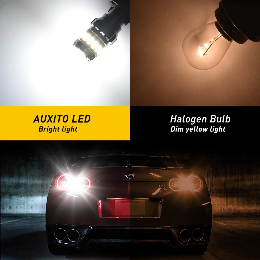 1157 BAY15D 7507 LED White Reverse Back Up Turn Signal Light Bulbs AUXITO 2/4x P