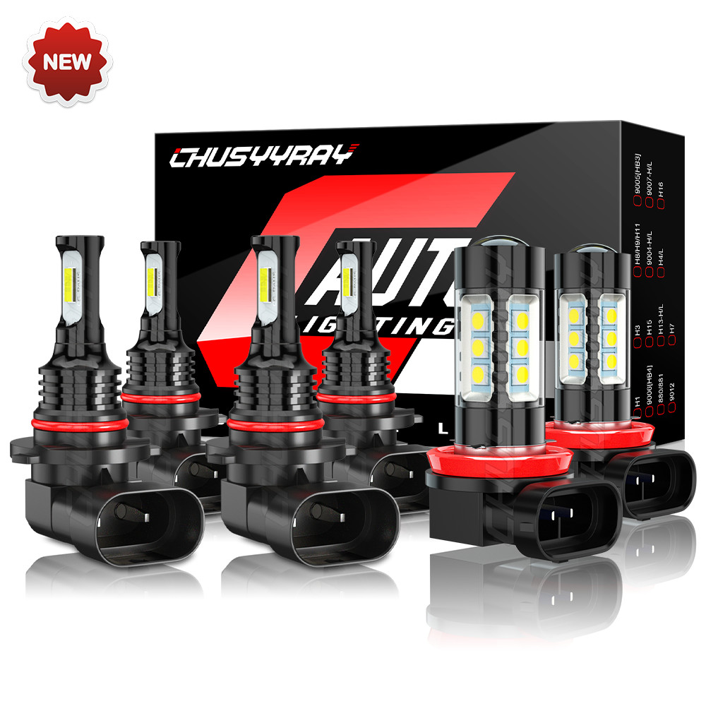 MINI 9005 9006 H11 Combo LED Headlight Bulbs Fog Kit 6000K White High Low Beam