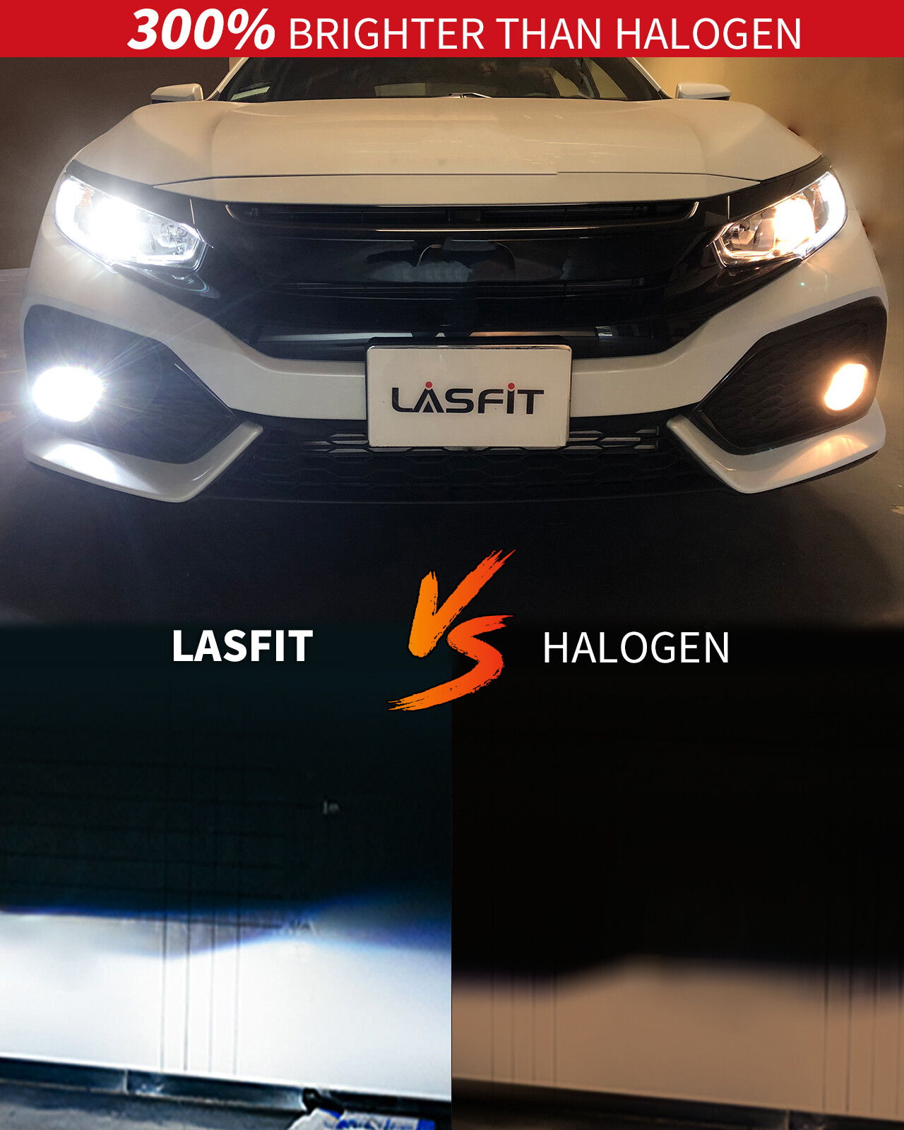 LASFIT 9012 HIR2 LED Headlight Bulb High Low Beam 50W 5000LM 6000K LCplus Series