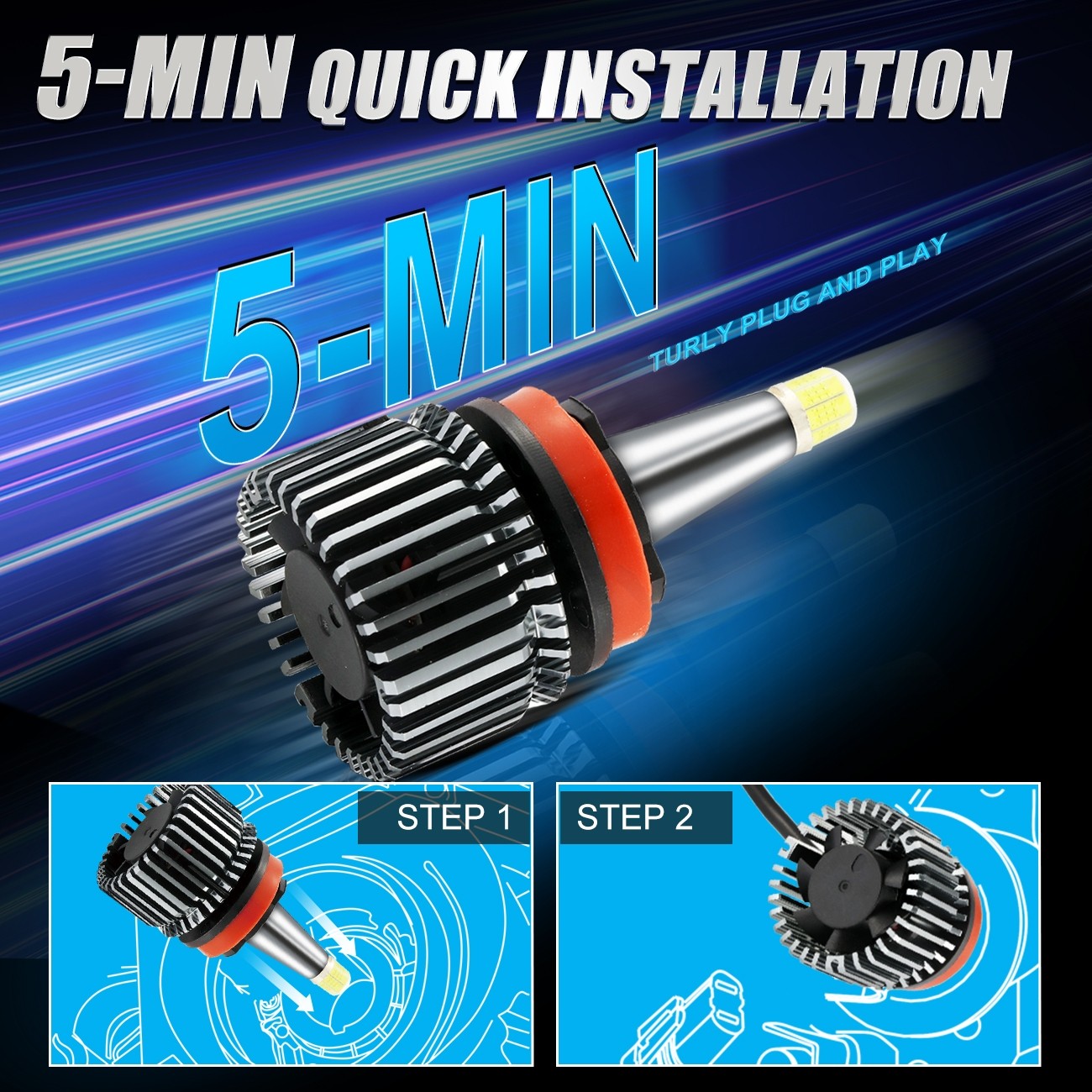 8-sides H7 H11 H11 LED Combo Headlight High Low Beam Fog Bulb 6000K Super Bright