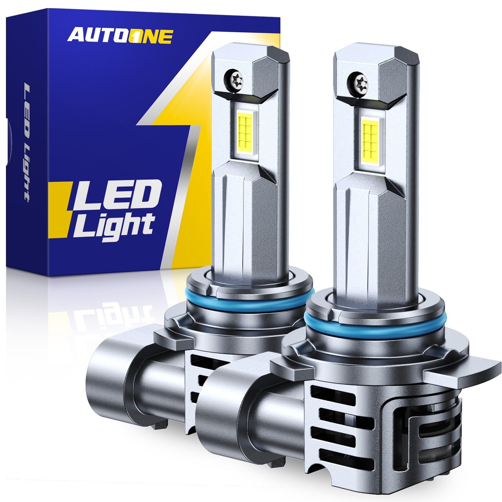 AUTOONE HIR2 9012 LED Headlight Bulbs Set 6500K White Light Lamps Built-in Fan