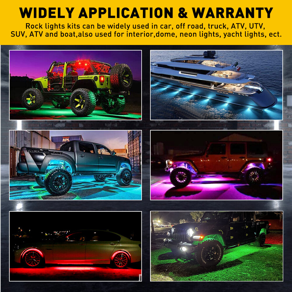 10in1 RGB LED Pods Rock Lights Trim Underbody Neon Light For Ford F150 F250 F350