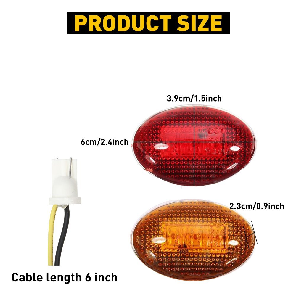 4PCS Amber/Red Side Fender Marker Dually Bed LED Light For 99-10 Ford F350 F450